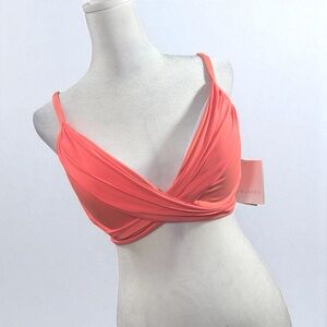 La Blanca NWT Coral Bikini Top ONLY Sz 10 MSRP $84 padded bandeau cross wrap